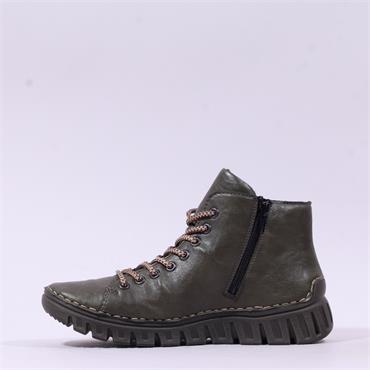 Rieker Stitch Detail Laced Ankle Boot - Green